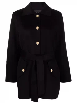 ( Positively Conscious ) Maje Mantel Mit Bindegürtel BLACK