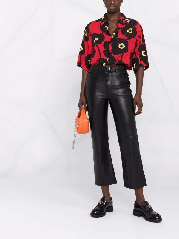 Maje BLACK Lederhose Mit Hohem Bund Damen 4 Maje BLACK Lederhose Mit Hohem Bund Damen – Bild 2