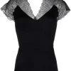 ( Permanente Kollektion ) Maje BLACK Top Mit Spitzeneinsatz Damen 1 ( Permanente Kollektion ) Maje BLACK Top Mit Spitzeneinsatz Damen -Outlet MAJE Store 17168993 36601587 600