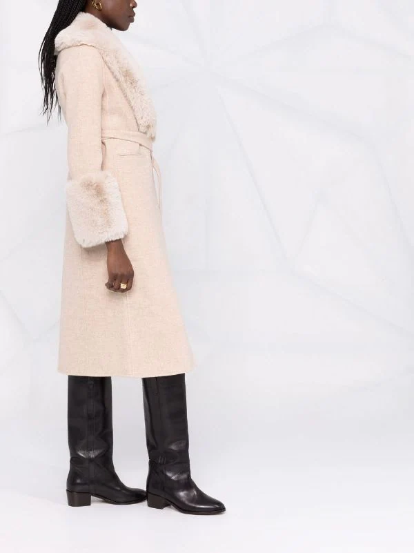 Maje 0101 ECRU Mantel Mit Bindegürtel Damen 6 Maje 0101 ECRU Mantel Mit Bindegürtel Damen – Bild 4