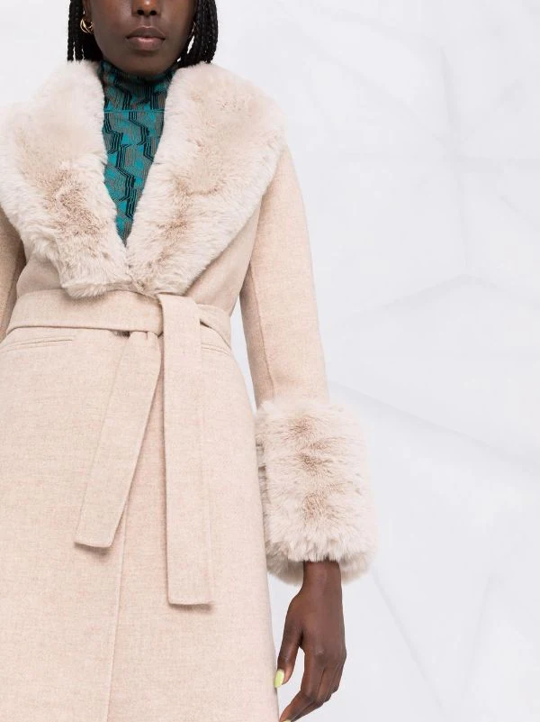 Maje 0101 ECRU Mantel Mit Bindegürtel Damen 7 Maje 0101 ECRU Mantel Mit Bindegürtel Damen – Bild 5