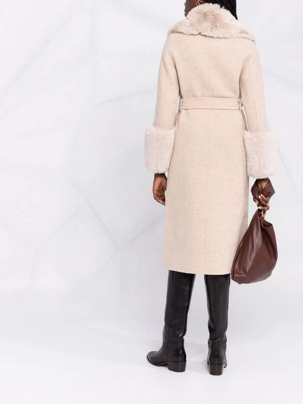 Maje 0101 ECRU Mantel Mit Bindegürtel Damen 8 Maje 0101 ECRU Mantel Mit Bindegürtel Damen – Bild 6