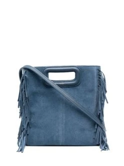 ( Permanente Kollektion ) Maje STEEL BLUE Handtasche Aus Wildleder Damen