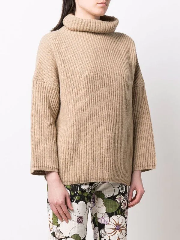 Maje Gerippter Rollkragenpullover CAMEL 5 Maje Gerippter Rollkragenpullover CAMEL – Bild 3