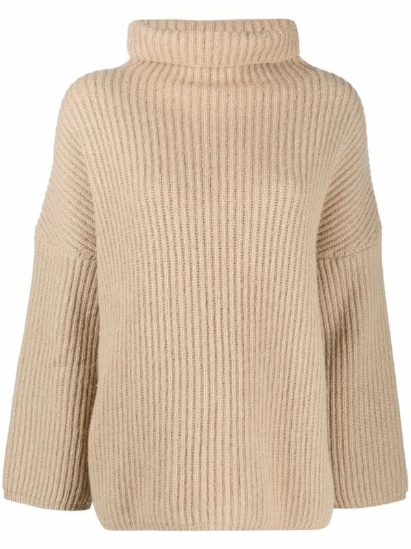 Maje Gerippter Rollkragenpullover CAMEL 3 Maje Gerippter Rollkragenpullover CAMEL