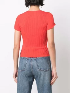 ( Neue Saison ) Maje Orange Geripptes Strickoberteil Damen -Outlet MAJE Store 17558730 37319940 600