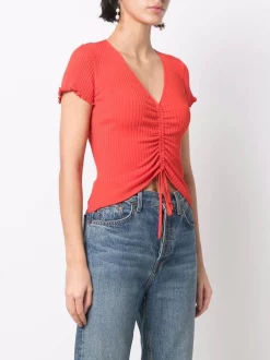 ( Neue Saison ) Maje Orange Geripptes Strickoberteil Damen -Outlet MAJE Store 17558730 37319956 600