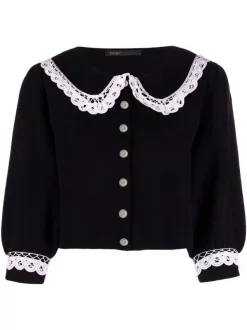 ( Neue Saison ) Maje Cardigan Mit Spitze Black