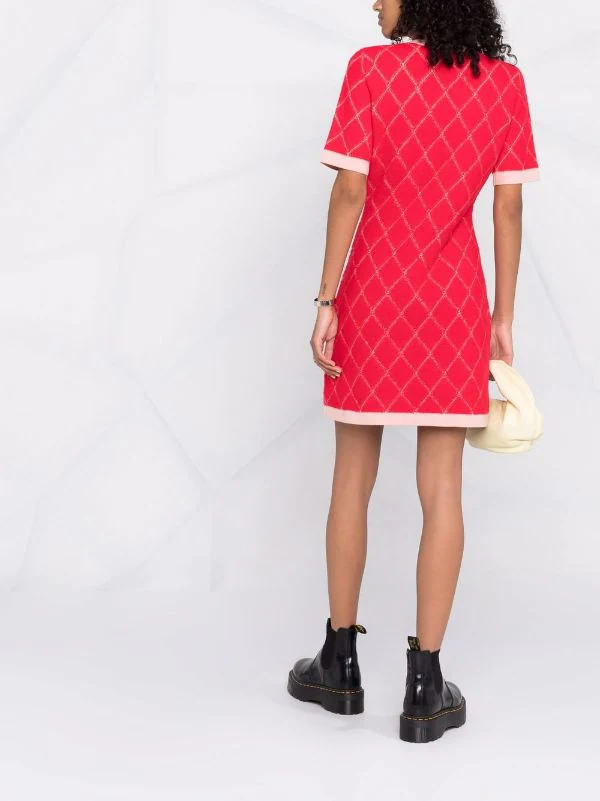 ( Exklusiv ) Maje Kleid Mit Rautenmuster 0515 Red 6 ( Exklusiv ) Maje Kleid Mit Rautenmuster 0515 Red – Bild 4