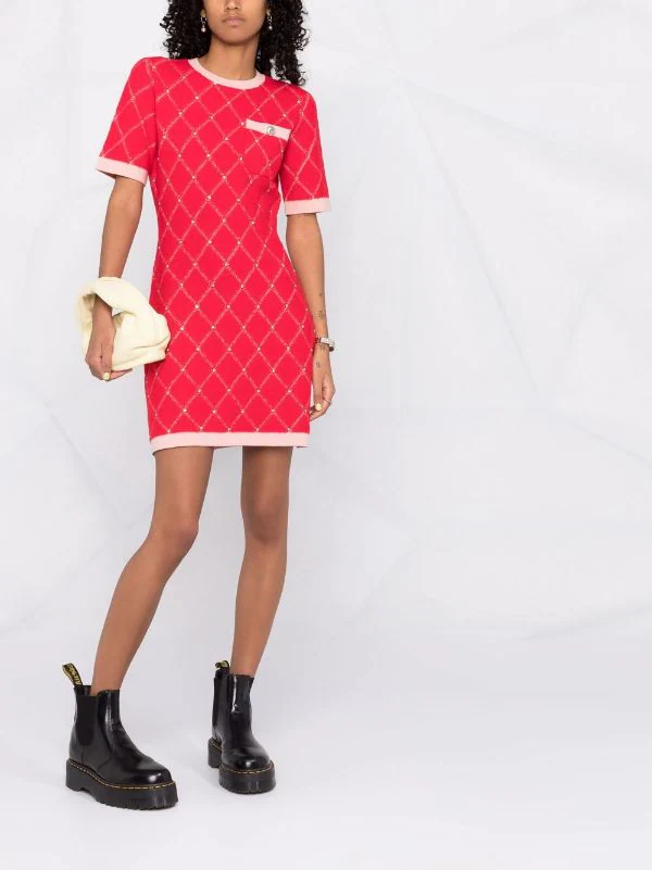 ( Exklusiv ) Maje Kleid Mit Rautenmuster 0515 Red 4 ( Exklusiv ) Maje Kleid Mit Rautenmuster 0515 Red – Bild 2