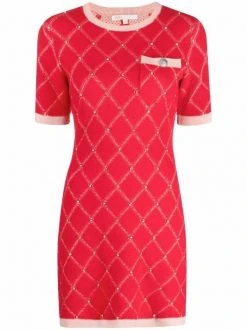 ( Exklusiv ) Maje Kleid Mit Rautenmuster 0515 Red