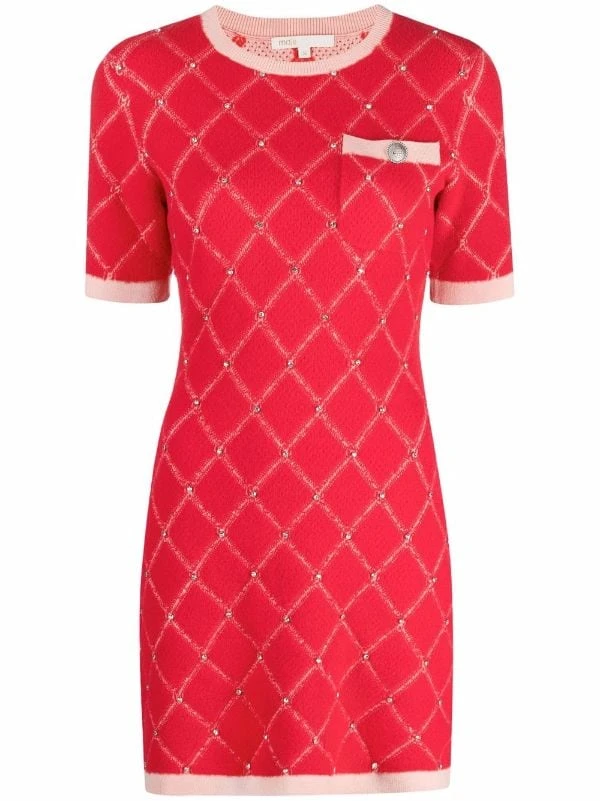 ( Exklusiv ) Maje Kleid Mit Rautenmuster 0515 Red 3 ( Exklusiv ) Maje Kleid Mit Rautenmuster 0515 Red