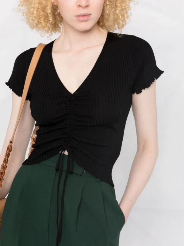 ( Neue Saison ) Maje Gerafftes T-Shirt 2517 BLACK 7 ( Neue Saison ) Maje Gerafftes T-Shirt 2517 BLACK – Bild 5