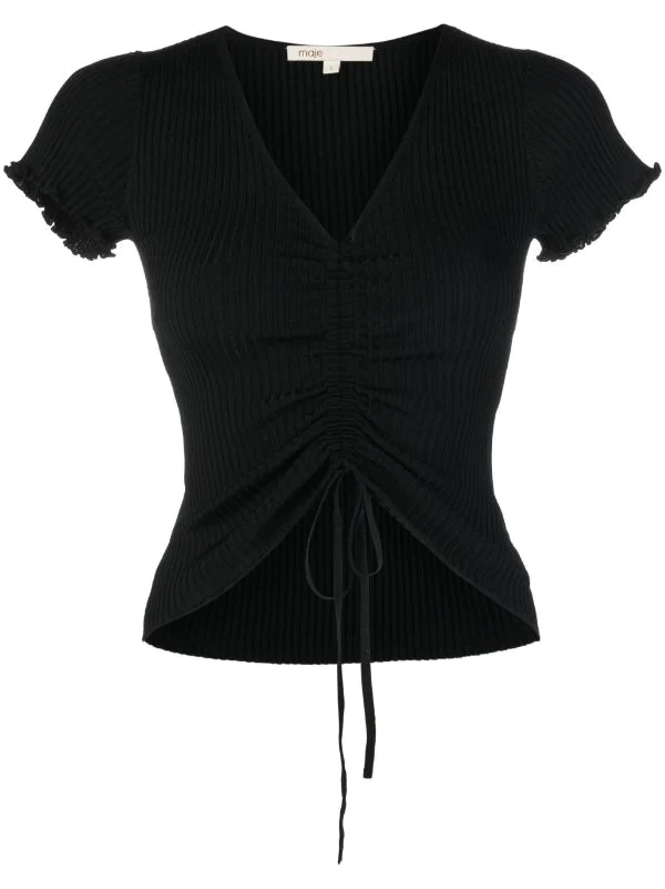 ( Neue Saison ) Maje Gerafftes T-Shirt 2517 BLACK 3 ( Neue Saison ) Maje Gerafftes T-Shirt 2517 BLACK