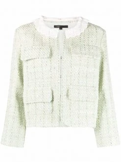 ( Neue Saison ) Maje Kurze Tweed-Jacke VERT CLAIR