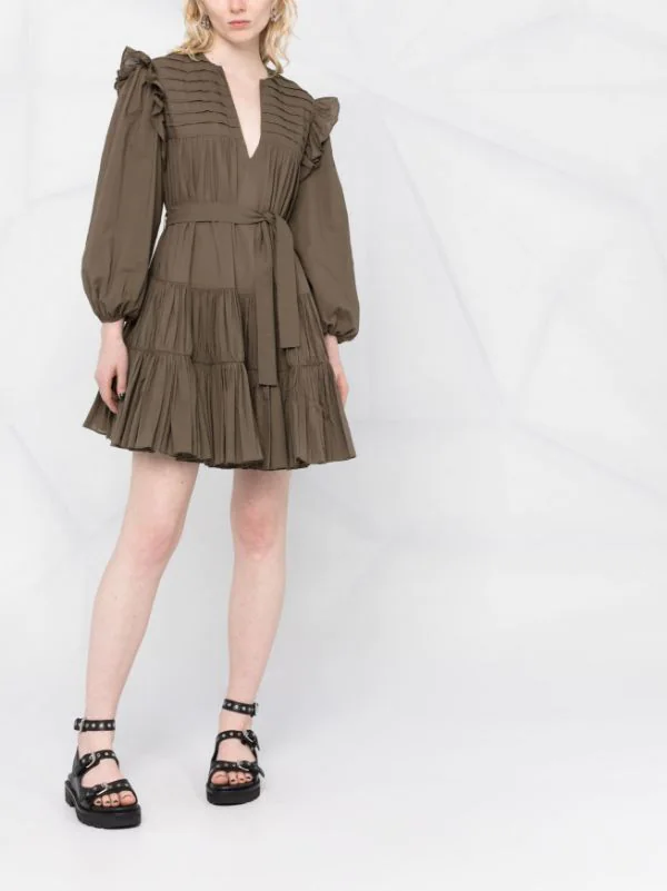 ( Neue Saison ) Maje Kleid Mit Puffärmeln 0020 KHAKI 4 ( Neue Saison ) Maje Kleid Mit Puffärmeln 0020 KHAKI – Bild 2