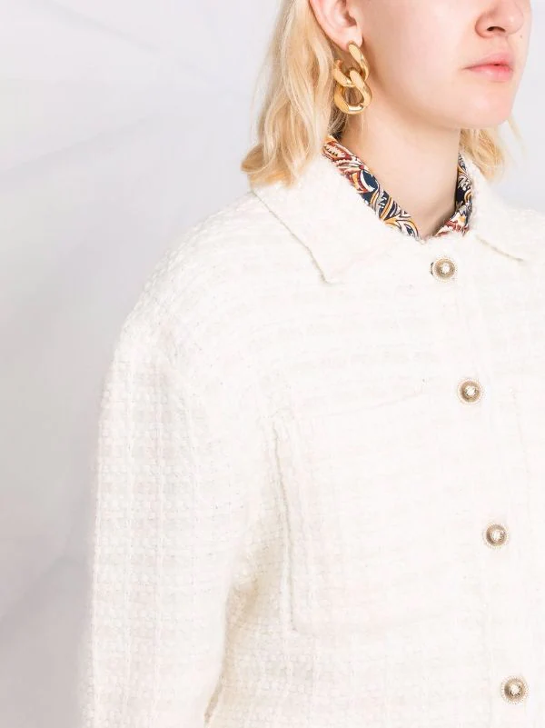 ( Neue Saison ) Maje Hemdjacke Aus Tweed Ecru 5 ( Neue Saison ) Maje Hemdjacke Aus Tweed Ecru – Bild 3