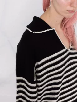 ( Neue Saison ) Maje BLACK / WHITE Kaschmirpullover Mit V-Ausschnitt Damen 10 ( Neue Saison ) Maje BLACK / WHITE Kaschmirpullover Mit V-Ausschnitt Damen -Outlet MAJE Store 17559275 37684284 600