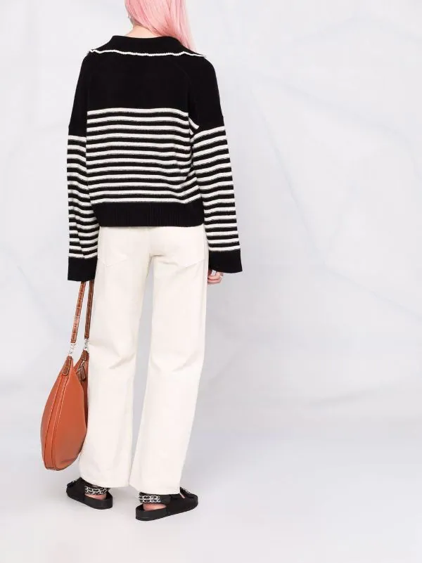 ( Neue Saison ) Maje BLACK / WHITE Kaschmirpullover Mit V-Ausschnitt Damen 8 ( Neue Saison ) Maje BLACK / WHITE Kaschmirpullover Mit V-Ausschnitt Damen – Bild 6