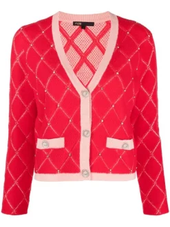 ( Exklusiv ) Maje Cardigan Mit Diamantmuster ROUGE
