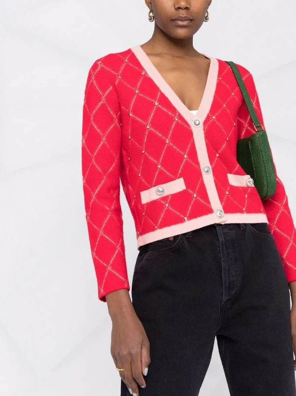 ( Exklusiv ) Maje Cardigan Mit Diamantmuster ROUGE 7 ( Exklusiv ) Maje Cardigan Mit Diamantmuster ROUGE – Bild 5