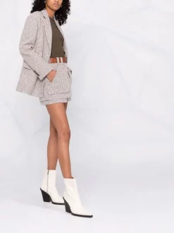 ( Neue Saison ) Maje Karierte Shorts Mit Hohem Bund BLUE BEIGE 11 ( Neue Saison ) Maje Karierte Shorts Mit Hohem Bund BLUE BEIGE -Outlet MAJE Store 17559350 36757114 600