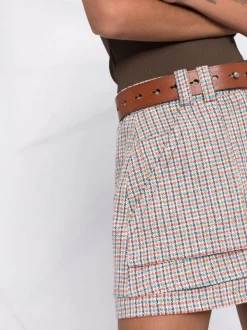 ( Neue Saison ) Maje Karierte Shorts Mit Hohem Bund BLUE BEIGE 10 ( Neue Saison ) Maje Karierte Shorts Mit Hohem Bund BLUE BEIGE -Outlet MAJE Store 17559350 36757146 600