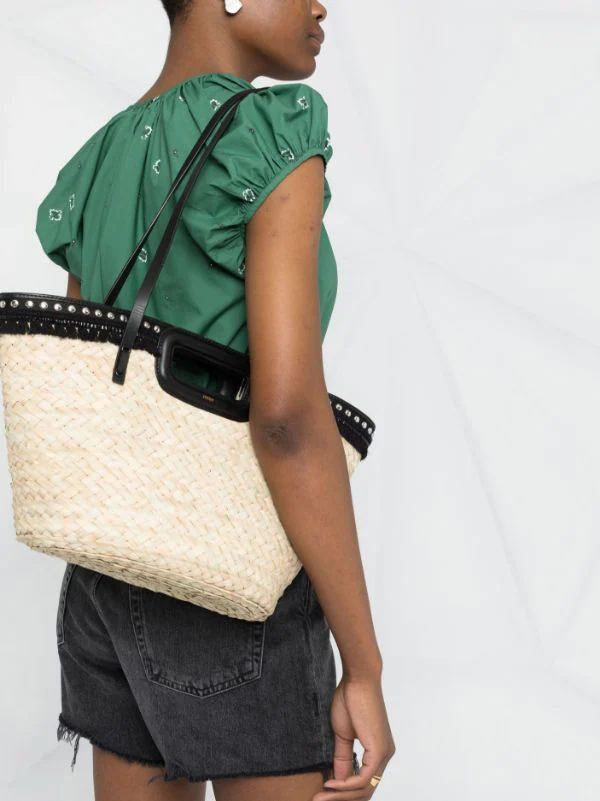 ( Neue Saison ) Maje 2517 BLACK Beuteltasche Aus Stroh Damen 5 ( Neue Saison ) Maje 2517 BLACK Beuteltasche Aus Stroh Damen – Bild 3