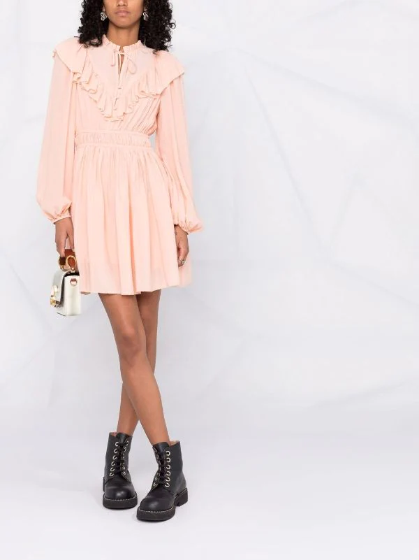 ( Neue Saison ) Maje Riava Georgette-Kleid Pale Pink 4 ( Neue Saison ) Maje Riava Georgette-Kleid Pale Pink – Bild 2