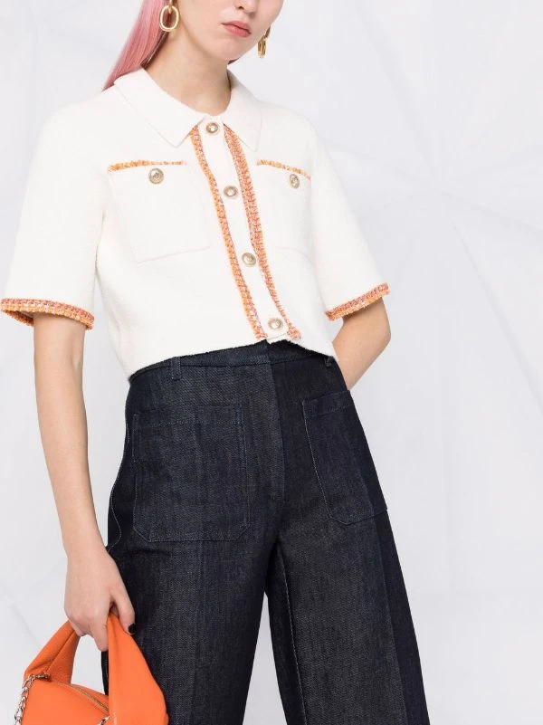 ( Neue Saison ) Maje 0101 ECRU Strickoberteil Mit Cropped-Ärmeln Damen 7 ( Neue Saison ) Maje 0101 ECRU Strickoberteil Mit Cropped-Ärmeln Damen – Bild 5