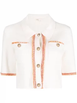 ( Neue Saison ) Maje 0101 ECRU Strickoberteil Mit Cropped-Ärmeln Damen