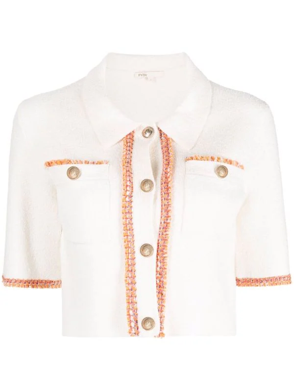 ( Neue Saison ) Maje 0101 ECRU Strickoberteil Mit Cropped-Ärmeln Damen 3 ( Neue Saison ) Maje 0101 ECRU Strickoberteil Mit Cropped-Ärmeln Damen