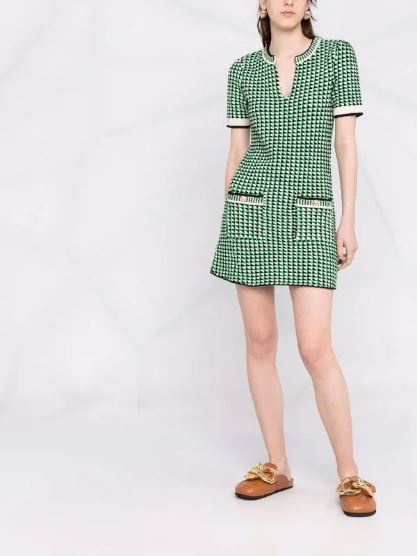 ( Neue Saison ) Maje Green Tweed-Kleid Damen 4 ( Neue Saison ) Maje Green Tweed-Kleid Damen – Bild 2