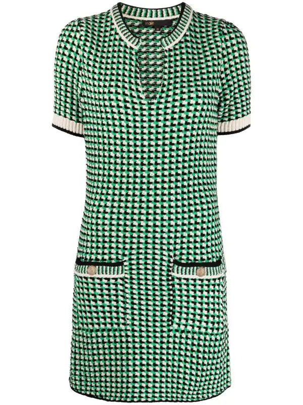 ( Neue Saison ) Maje Green Tweed-Kleid Damen 3 ( Neue Saison ) Maje Green Tweed-Kleid Damen