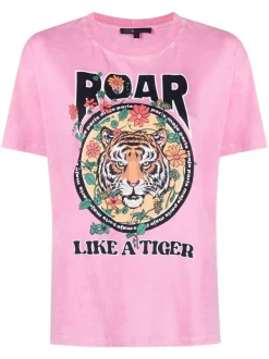 ( Exklusiv ) Maje Pink T-Shirt Mit Grafischem Print Damen