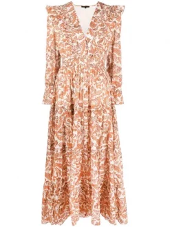 ( Neue Saison ) Maje Kleid Mit Paisley-Print 0152 Orange