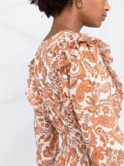 ( Neue Saison ) Maje Kleid Mit Paisley-Print 0152 Orange -Outlet MAJE Store 17560034 36923360 600