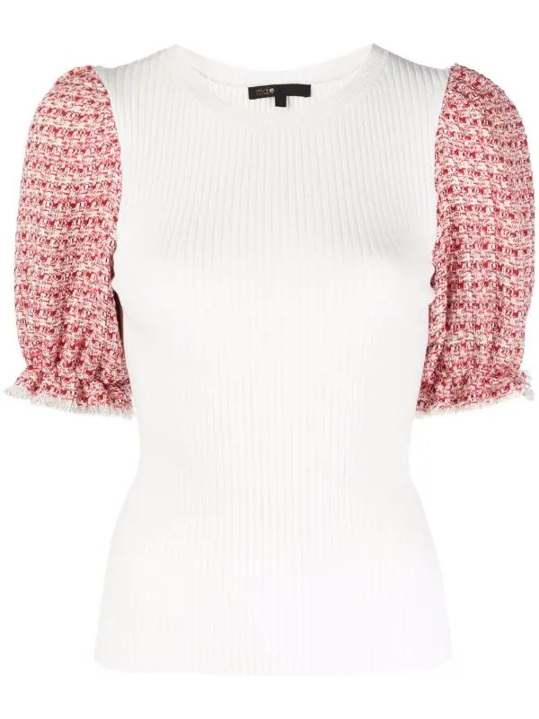 ( Exklusiv ) Maje 0101 ECRU Gestricktes T-Shirt Damen 3 ( Exklusiv ) Maje 0101 ECRU Gestricktes T-Shirt Damen