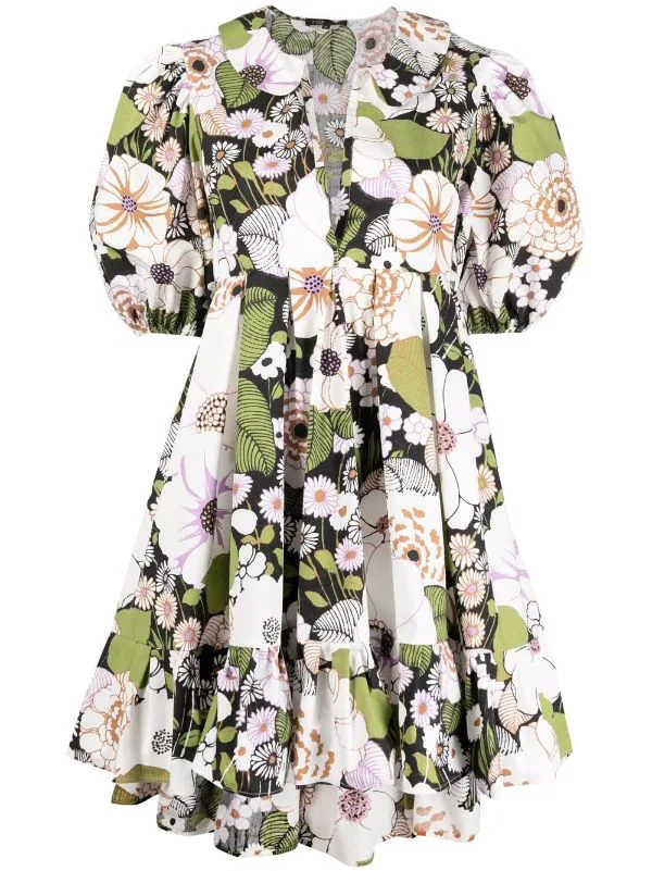 ( Neue Saison ) Maje Flower 70's Black Minikleid Mit Blumen-Print Damen 3 ( Neue Saison ) Maje Flower 70's Black Minikleid Mit Blumen-Print Damen