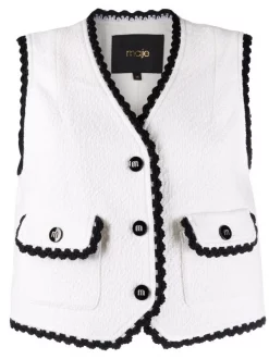 ( Neue Saison ) Maje Weste Mit Wellenkanten Ecru