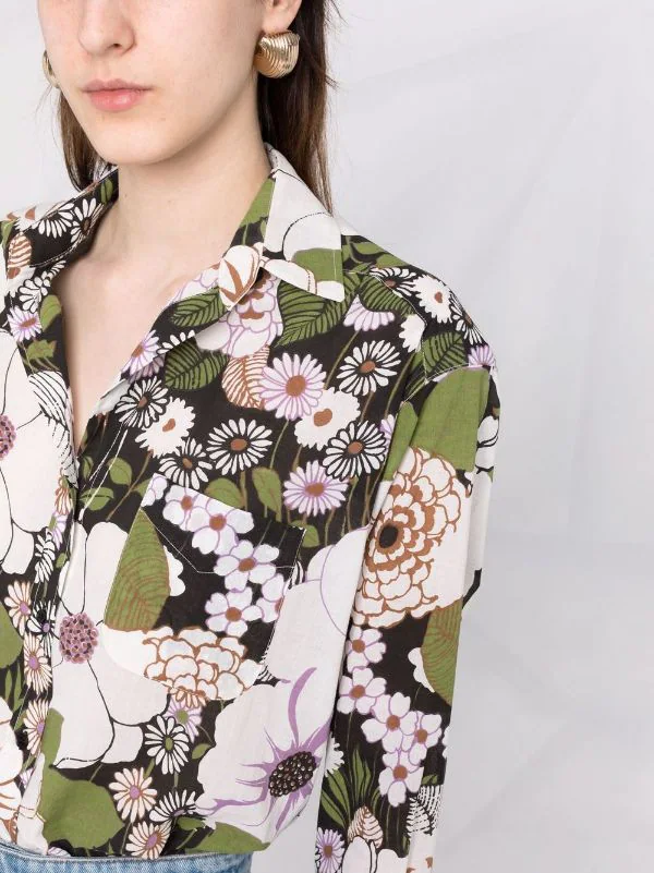 ( Neue Saison ) Maje Hemd Mit Blumen-Print Flower 70's Black 5 ( Neue Saison ) Maje Hemd Mit Blumen-Print Flower 70's Black – Bild 3