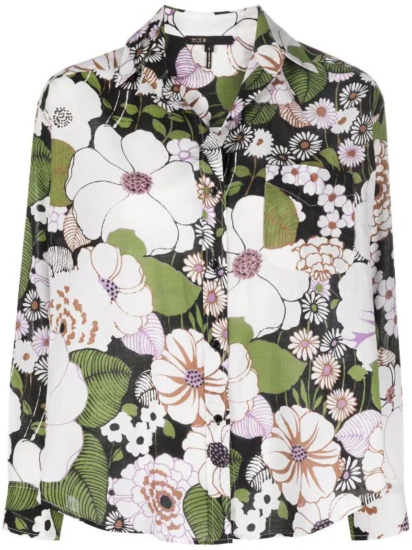 ( Neue Saison ) Maje Hemd Mit Blumen-Print Flower 70's Black 3 ( Neue Saison ) Maje Hemd Mit Blumen-Print Flower 70's Black