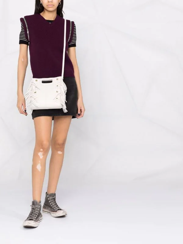 ( Neue Saison ) Maje 0101 ECRU M Rockstud Handtasche Damen 4 ( Neue Saison ) Maje 0101 ECRU M Rockstud Handtasche Damen – Bild 2