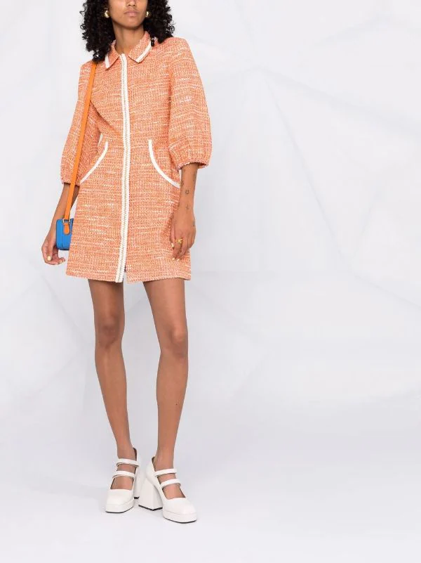 ( Neue Saison ) Maje Orange Gestricktes Minikleid Damen 4 ( Neue Saison ) Maje Orange Gestricktes Minikleid Damen – Bild 2