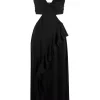 ( Neue Saison ) Maje Midikleid Mit Rüschen Black 1 ( Neue Saison ) Maje Midikleid Mit Rüschen Black -Outlet MAJE Store 18032782 38205552 600