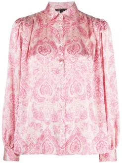 ( Neue Saison ) Maje Pink Cashmere Hemd Mit Print Damen