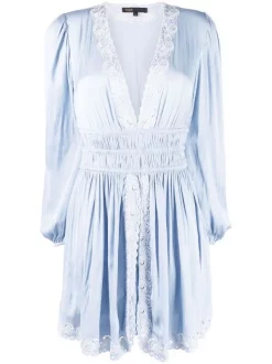 ( Neue Saison ) Maje Spitzenkleid Mit V-Ausschnitt BLUE SKY