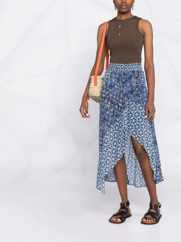 ( Neue Saison ) Maje Midirock Mit Abstraktem Muster INDIGO 4 ( Neue Saison ) Maje Midirock Mit Abstraktem Muster INDIGO – Bild 2