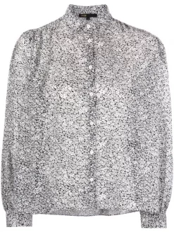 ( Neue Saison ) Maje Oberteil Mit Blumen-Print BLACK / WHITE