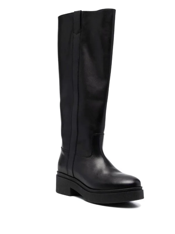 ( Permanente Kollektion ) Maje Black Flache Lederstiefel Damen 4 ( Permanente Kollektion ) Maje Black Flache Lederstiefel Damen – Bild 2